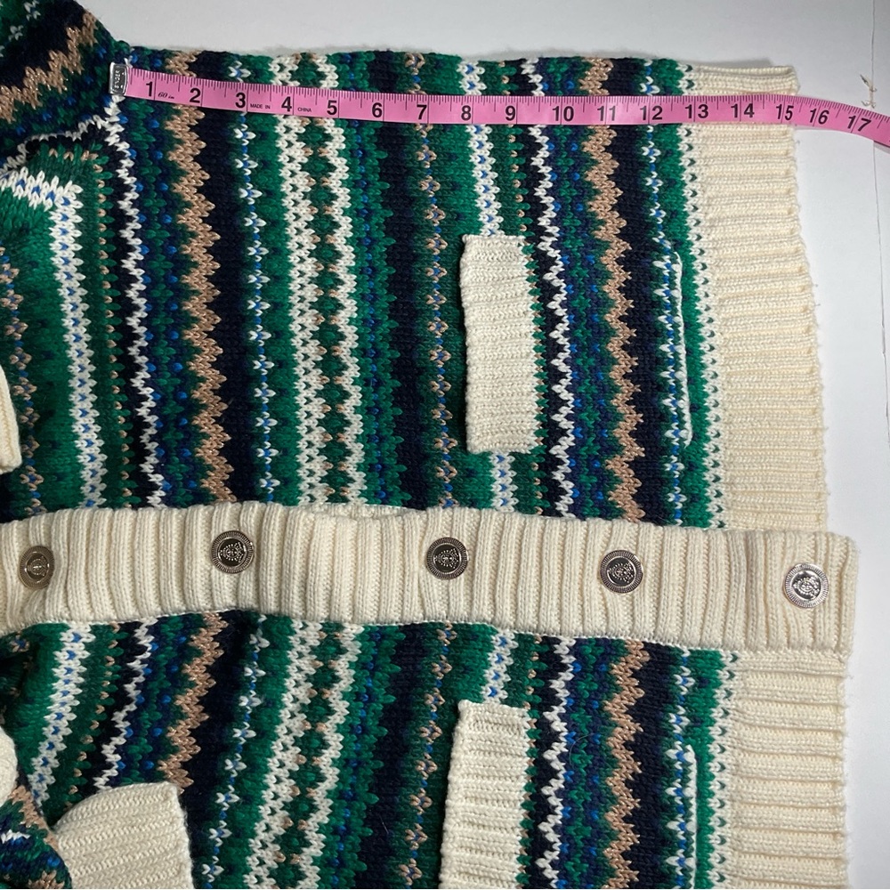 Talbots Fair Isle style green/cream/blue/tan striped Cardigan. 1X. NWT - Picture 14 of 14